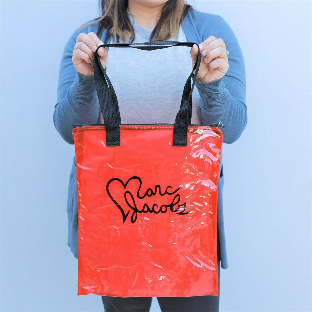 NWT Marc by Marc Jacobs I Heart MJ Clear Tote Red